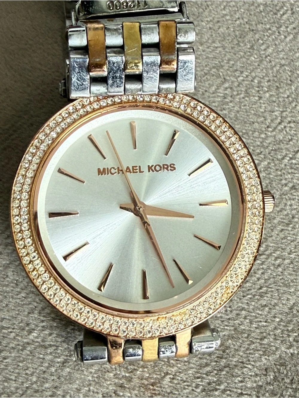 Michael Kors Two-Tone Rose Gold and Silver Women's Watch with Crystal Bezel